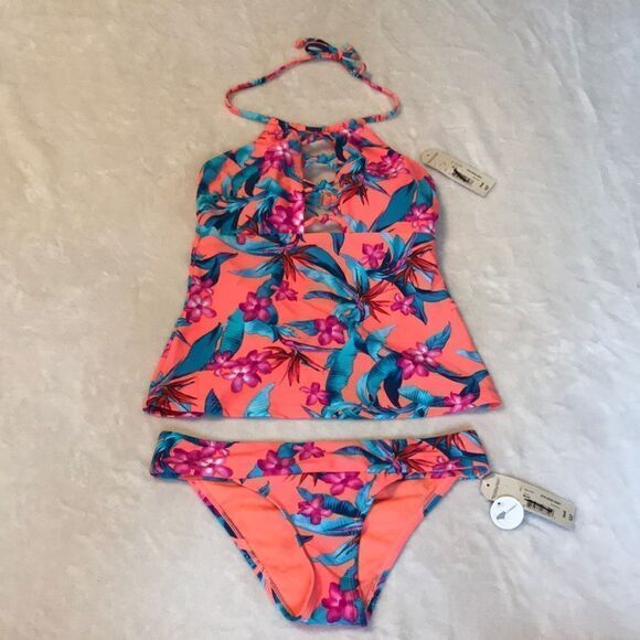 NWT Arizona Jeans 2-pc Tropical Tankini - Size SM - Picture 1 of 15
